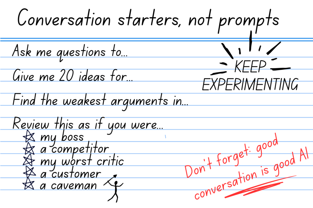 Unprompting notecard back. Conversation starters, not prompts.